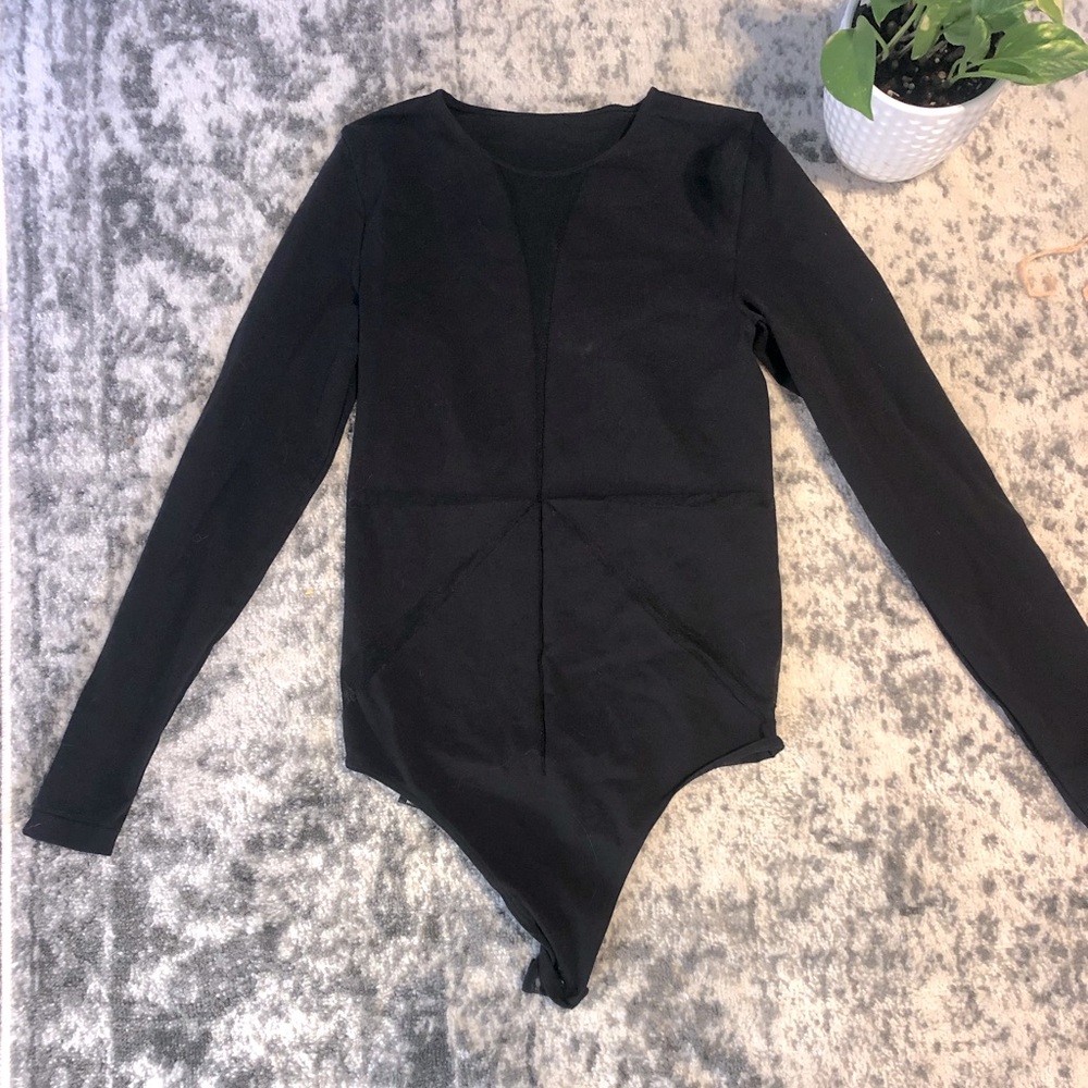 Wolford Black Bodysuit Mesh Paneling